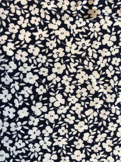 Ditsy Floral in Navy and White STRETCH